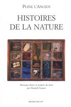 Couverture du livre « Histoires de la nature » de Pline L'Ancien aux éditions Millon