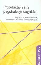 Couverture du livre « Introduction à la psychologie cognitive » de Nicolas Serge / Gyse aux éditions In Press