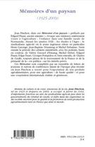 Couverture du livre « Mémoires d'un paysan (1925-2009) » de Jean Pinchon aux éditions L'harmattan