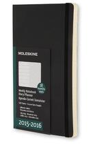 Couverture du livre « Agenda 18m semainier carnet 2015-2016 poche noir couverture souple » de  aux éditions Moleskine