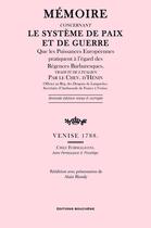 Couverture du livre « Mémoire concernant le système de paix et de guerre » de Chev. D'Henin aux éditions Bouchene