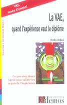 Couverture du livre « Vae, Quand L' Experience Vaut Le Diplome » de Adjas Sofia aux éditions Demos