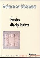 Couverture du livre « Etudes disciplinaires » de Cora Cohen-Azria aux éditions Pu Du Septentrion