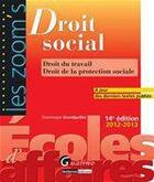 Couverture du livre « Droit social (édition 2012/2013) » de Dominique Grandguillot aux éditions Gualino Editeur