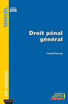 Couverture du livre « Droit Penal General » de Harald Renout aux éditions Paradigme Cpu
