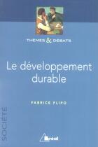 Couverture du livre « Le développement durable » de Fabrice Flipo aux éditions Breal