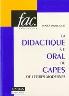 Couverture du livre « La Didactique De L'Oral Au Capes De Lettres » de Charles Bouillaguet aux éditions Nathan
