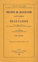 Couverture du livre « Coutumes de beauvaisis. t.2 » de Philippe De Beaumanoir aux éditions Picard