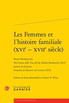 Couverture du livre « Les femmes et l'histoire familiale (xvie - xviie siecle) - renee burlamacchi des - renee burlamacchi » de Anonyme aux éditions Classiques Garnier