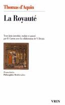 Couverture du livre « La royauté » de Thomas D'Aquin aux éditions Vrin