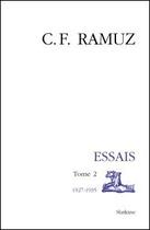 Couverture du livre « Essais t.2 ; oeuvres complètes 1927-1935 » de Ramuz C.-F. aux éditions Slatkine