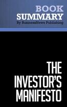 Couverture du livre « Summary: The Investor's Manifesto : Review and Analysis of Bernstein's Book » de Businessnews Publish aux éditions Business Book Summaries