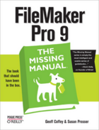 Couverture du livre « FileMaker Pro 9: The Missing Manual » de Geoff Coffey aux éditions O'reilly Media