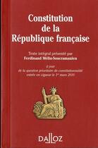 Couverture du livre « Constitution de la République française (8e édition) » de Ferdinand Melin-Soucramanien aux éditions Dalloz
