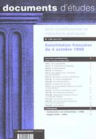 Couverture du livre « La constitution francaise du 4 octobre 1958 » de  aux éditions Documentation Francaise