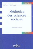 Couverture du livre « Methodes des sciences sociales. 11e ed. » de Madeleine Grawitz aux éditions Dalloz