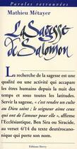 Couverture du livre « La sagesse de Salomon » de Metayer aux éditions Dervy