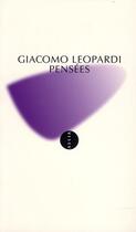 Couverture du livre « Pensées » de Giacomo Leopardi aux éditions Allia