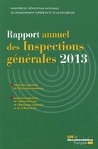 Couverture du livre « Rapport annuel des inspections générales (édition 2013) » de Ministere De L'Education Nationale aux éditions Documentation Francaise