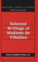 Couverture du livre « Selected writings of madame de villedieu » de Klein Nancy D Ed aux éditions Peter Lang