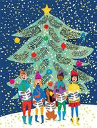 Couverture du livre « Christmas carolers large embellished holiday notecards » de Louise Cunningham aux éditions Galison