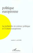 Couverture du livre « La recherche en science politique et l'union europeenne - vol01 » de  aux éditions L'harmattan