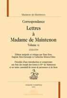 Couverture du livre « Lettres t.11 ; lettres à Madame de Maintenon, 1715-1719 » de Francoise D'Aubigne Maintenon aux éditions Honore Champion