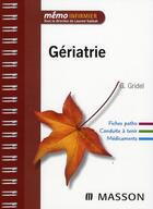 Couverture du livre « Gériatrie » de Genevieve Gridel aux éditions Elsevier-masson