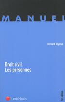 Couverture du livre « Droit civil ; les personnes » de Teyssie/Bernard aux éditions Lexisnexis