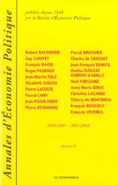 Couverture du livre « ANNALES D'ECONOMIE POLITIQUE 2000/2001 - 2001/2002 (édition 22000) » de Societe D'Economie P aux éditions Economica