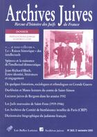 Couverture du livre « REVUE ARCHIVES JUIVES n.36/2 ; intellectuels juifs t.1 ; le savoir et la cité » de Revue Archives Juives aux éditions Belles Lettres