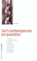 Couverture du livre « L'art contemporain en question » de  aux éditions Documentation Francaise