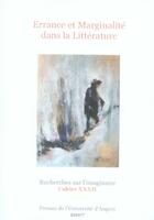 Couverture du livre « Errance et marginalité dans la littérature » de Arlette Bouloumié aux éditions Pu De Rennes