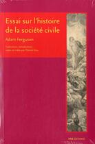 Couverture du livre « Essai sur l'histoire de la societe civile » de Adam Ferguson aux éditions Ens Lyon