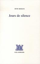 Couverture du livre « Jours de silence » de Henri Michaux aux éditions Fata Morgana