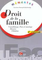 Couverture du livre « Memento droit de la famille » de Renault-Brahinsky Co aux éditions Gualino