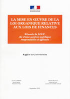 Couverture du livre « La mise en oeuvre de la loi organique relative aux loi de finances » de  aux éditions Documentation Francaise