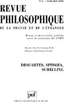 Couverture du livre « Revue Philosophique N.134/2 ; Descartes, Spinoza, Schelling » de  aux éditions Puf