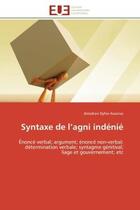 Couverture du livre « Syntaxe de l agni indenie » de Assanvo-A aux éditions Editions Universitaires Europeennes