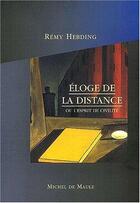 Couverture du livre « Éloge de la distance » de Remy Habding aux éditions Michel De Maule