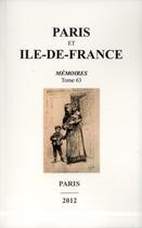 Couverture du livre « Paris et ile de france memoires tome 63 » de  aux éditions Cths Edition