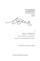 Couverture du livre « Duras et blanchot 2022 - 5 - ecarts, affinites, communaute ? suivi de archives p - ecarts, affinites » de  aux éditions Classiques Garnier