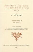 Couverture du livre « Recherches et considérations sur la population de la France » de Jean-Baptiste Moheau aux éditions Ined