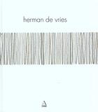 Couverture du livre « Herman de vries » de  aux éditions Anthese