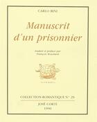 Couverture du livre « Manuscrit d'un prisonnier » de Carlo Bini aux éditions Corti
