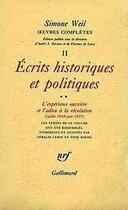 Couverture du livre « Oeuvres complètes t.2 ; écrits historiques et politiques t.2 » de Simone Weil aux éditions Gallimard