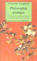 Couverture du livre « Philosophie pratique » de Giacomo Leopardi aux éditions Rivages