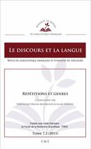 Couverture du livre « Répétitions et genres : 7.2 - 2015 » de Alain Rabatel et Veronique Magri-Mourgues aux éditions Eme Editions