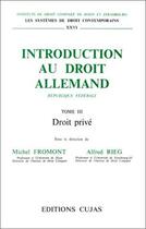 Couverture du livre « Introduction au droit allemand » de Fromont aux éditions Cujas