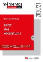 Couverture du livre « Droit des obligations (édition 2020/2021) » de Corinne Renault-Brahinsky aux éditions Gualino